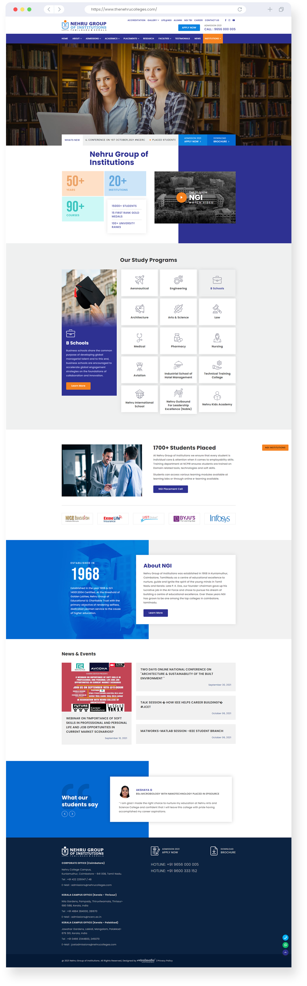 Nehru Group Of Institutuions website